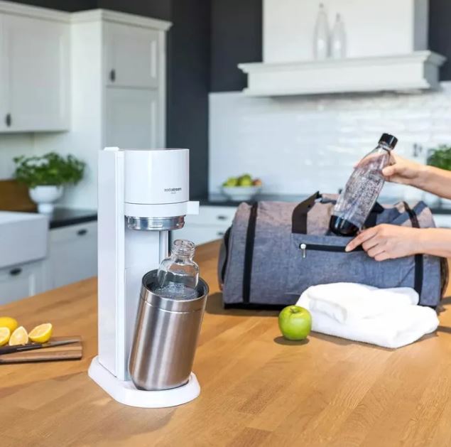 Wassersprudler Duo, weiß, mit 1 Glasflasche, 1 Kunststoffflasche, 1 Zylinder